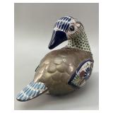 Tonala Burnished Pottery and Brass Duck