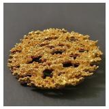 Brooch gold tone metal brutalist signed D'Orlan