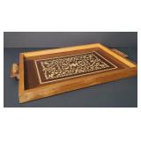 Service tray italian wood marquetry mid-century