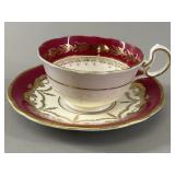 Aynsley Maroon & Gold Gilt Bone China Teacup &