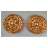 Pair of Gilt Brass Floral Rosette Furniture Mounts
