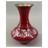 Korean Red Lacquer & Mother-of-Pearl Inlay Brass