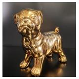 Large Gold Ceramic English Bulldog Figure