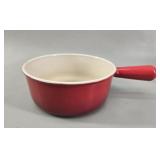 Vintage Le Creuset Red Enameled Cast Iron Saucepan