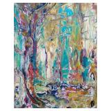 Abstract Foreest Landscape, Mixed Media, Signed