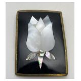 Mexico Alpaca Silvertone Brooch with mother-of-