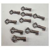 Set of Nine Vintage-Style Skeleton Keys