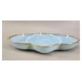 Fire King Turquoise Blue Gold-Rimmed Relish Dish