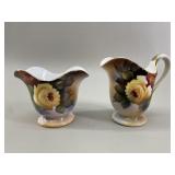 Noritake Hand Painted Cream & Sugar with rose
