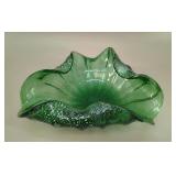 Murano Emerald Green Aventurine Art Glass Bowl