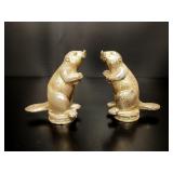 Pair of Silver-Plated Beaver Trophy Finials