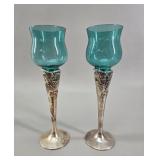 Pair of Silver Plated-Overlay Glass Liqueur