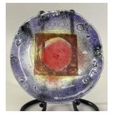 Abstract Crimson & Violet Fused Glass Bowl