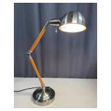 Mid-Century Modern Wood & Chrome Table Lamp