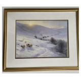 Winter Highlands: Sheep in the Snow Framed Print