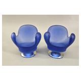 Miniature Blue Frosted Egg Chairs