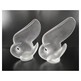 Art Vannes France Frosted Glass Bird Figurines -