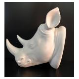 White Bisque Ceramic Rhinoceros Wall Mount