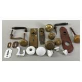 Antique Brass and Porcelain Door Hardware Lot