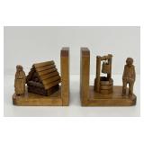 Caron Hand-Carved Quebec Wood Bookends