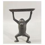 Cast Bronze Monkey Figural Calling Card Tray vtg
