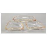 Mid-Century Modern Amber-Rimmed Glass Relish Set