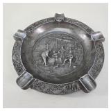 Dutch Tavern Scene Pewter Ashtray vtg