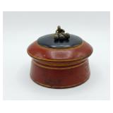 Antique Lacquered Wood Tikka Box Brass Finial