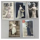 Set of 5 French Postcards, Early 1900s