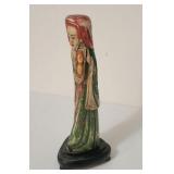 Vintage chinese polychrom carved bone on wooden