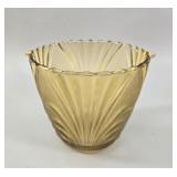 Art Deco Amber Pressed Glass Fan Vase