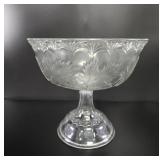 Pressed Glass Maple Leaf Pedestal Bowl vtg
