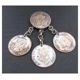 Antique Victorian Silver Multi Coin on Chain Fur