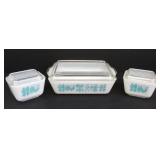 Vintage 3 piece Pyrex Turquoise Amish B
