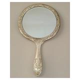 Art Nouveau Silver-Plate Hand Mirror