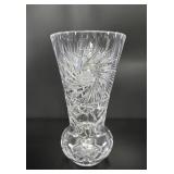 Thick Starburst Cut Crystal Vase vtg
