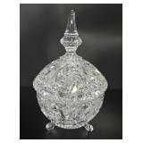 Footed Pressed Glass Lidded Candy Dish