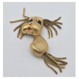 Gold Tone Monet Dog Brooch vtg