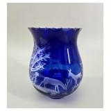 Colbalt Blue Cut to Clear Bohemian Glass Lamp