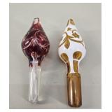 2 Cut Bohemian Glass Stoppers for Decanter