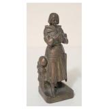 Statue metal patinated bronze representing J