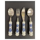 Vintage BMF Germany Blue Rose Porcelain Flatware