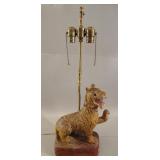 Burmese Hand-Carved Wood Tiger Electric Lamp