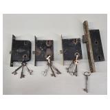 Antique Surface Mount Rim Locks & Skeleton Keys