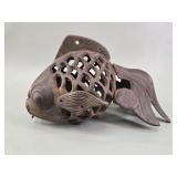 Japanese Cast Iron Koi Fish Garden Lantern vtg