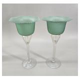 Pair of Mid-Century Glass Candlesticks