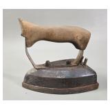 Antique Electric Flat Iron with Sculpted Wood