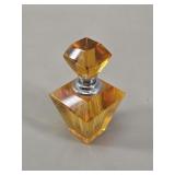 Amber Faceted Crystal Perfume Bottle vtg
