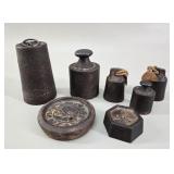 Antique Cast Iron Scale Weight Assortment - 7