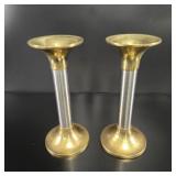 Pair of Mid-Century Mixed Metal Candlesticks